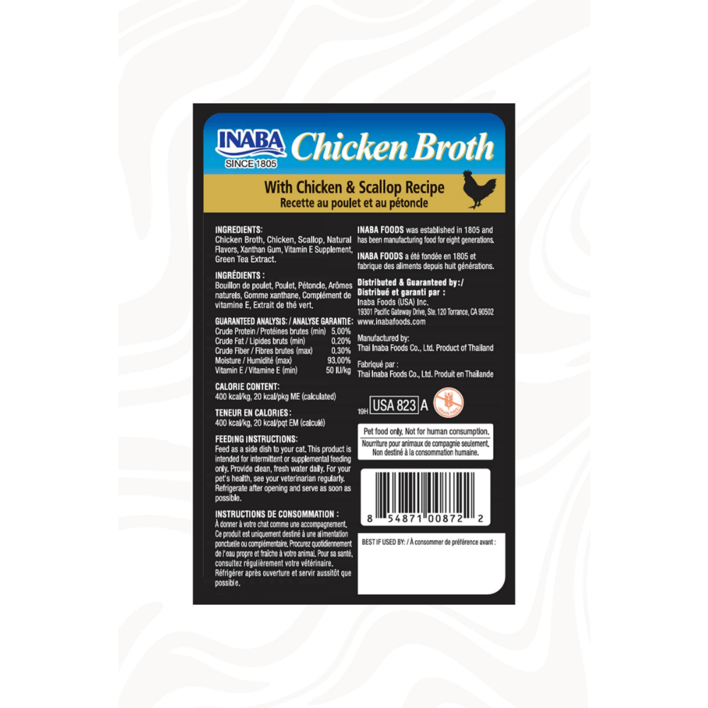 Inaba Ciao Chicken Broth Tavuk Sulu ve Deniz Taraklı Kedi Çorbası 50 Gr