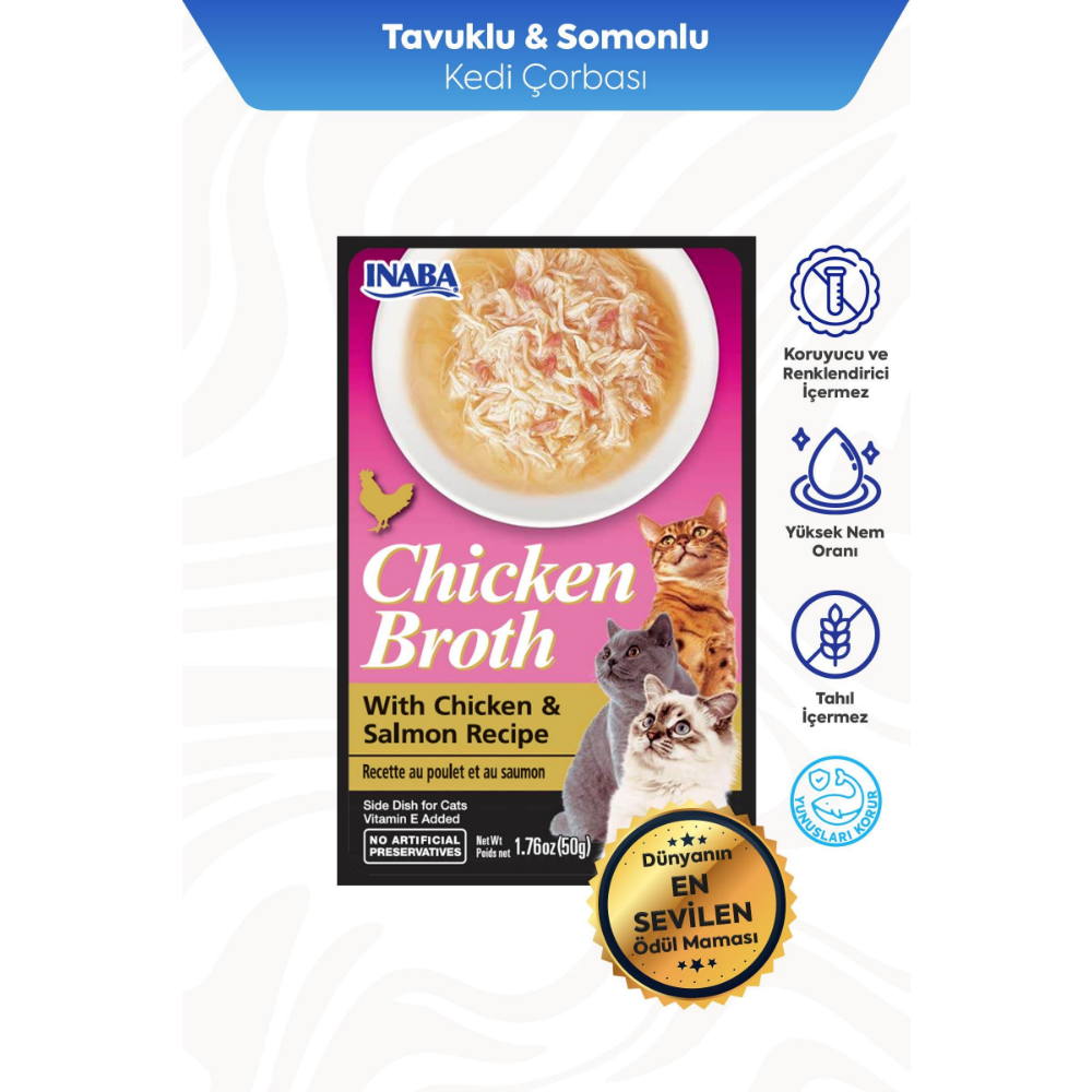 Inaba Ciao Chicken Broth Tavuk Sulu ve Somonlu Kedi Çorbası 50 Gr