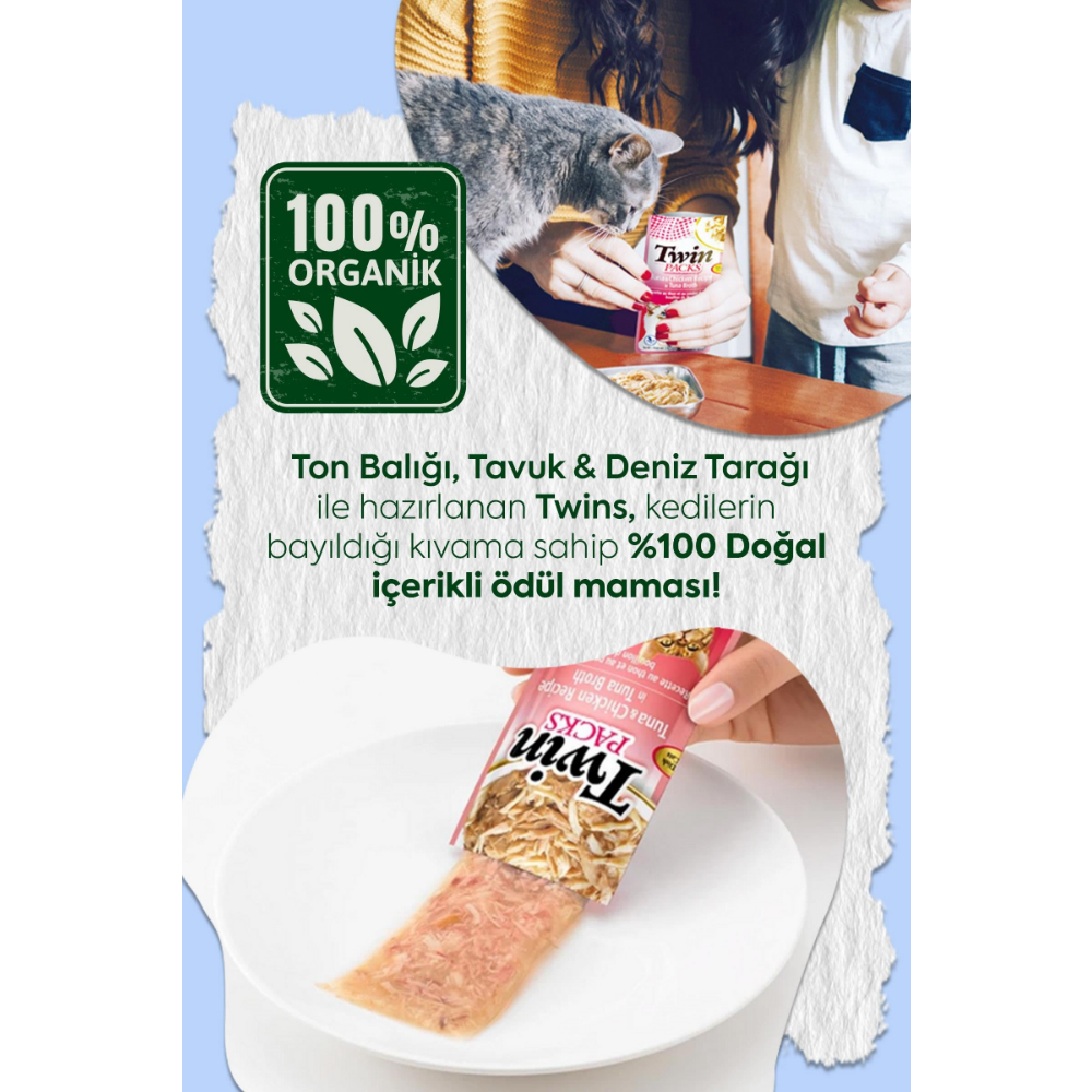 Inaba Twins Ton Balıklı, Deniz Taraklı ve Tavuklu Kedi Ödül Jölesi 2 x 35 Gr