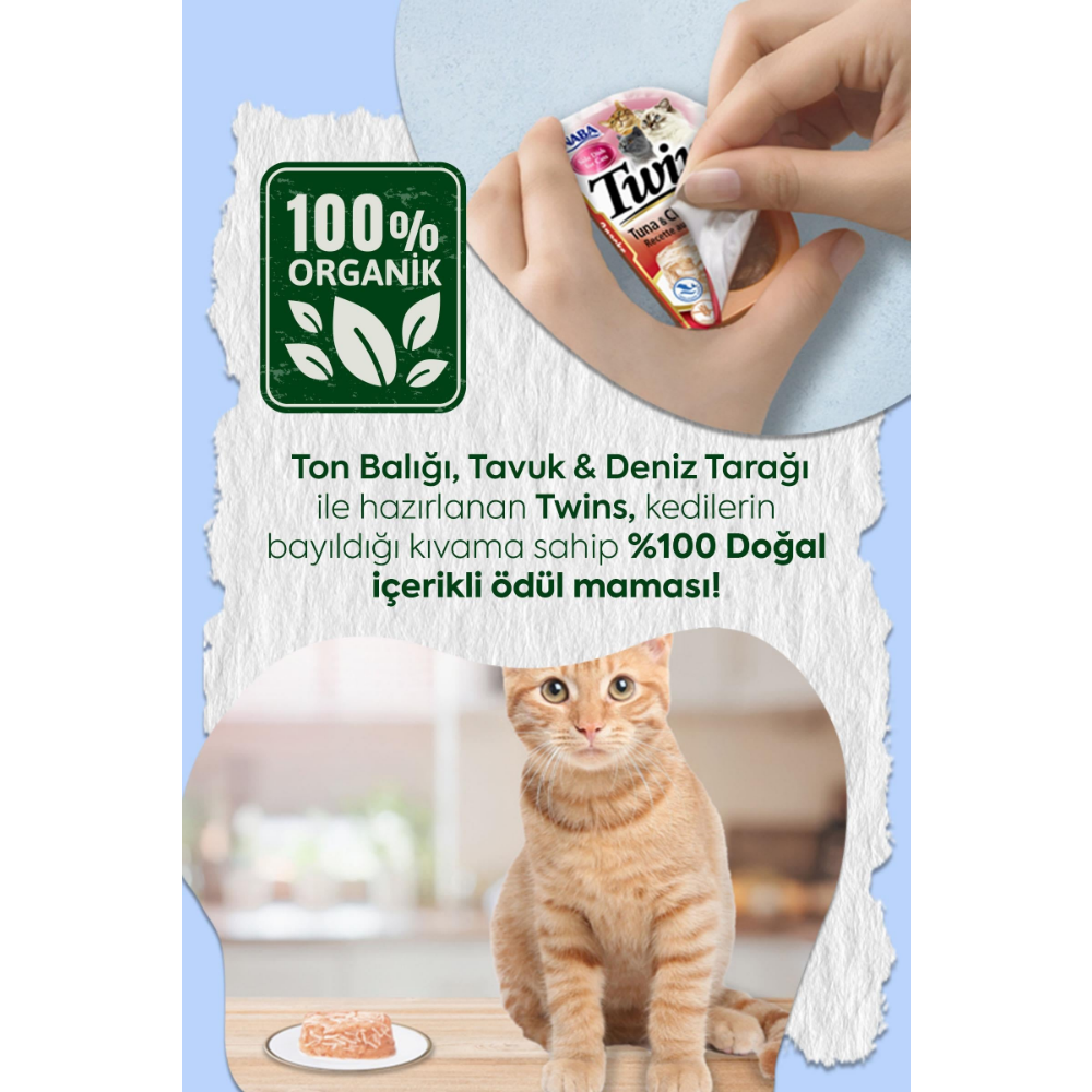 Inaba Twins Ton Balıklı, Somonlu ve Tavuklu Kedi Ödül Jölesi 2 x 35 Gr