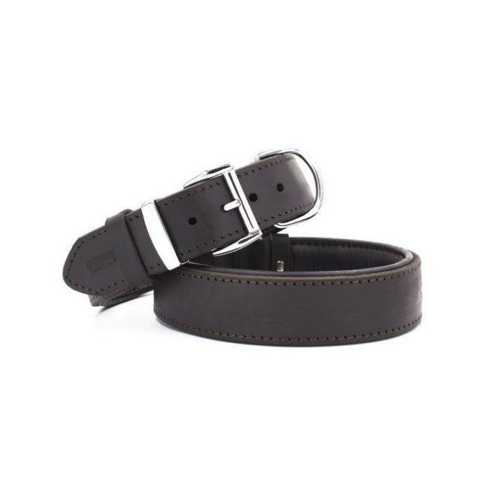 Doggie Yağlı Deri Köpek Tasması 4x57-65cm (Koyu Kahve)